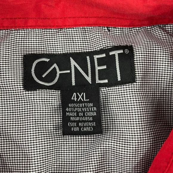 Men’s G-Net Red & Black Cotton Blend 2 Pocket Zipper Button Down Shirt (4XL) P22 - Picture 3 of 9